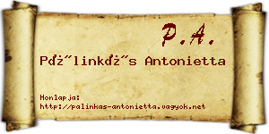 Pálinkás Antonietta névjegykártya